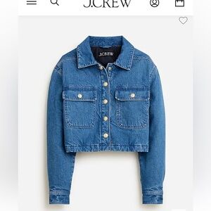 J. Crew Cropped denim puffer jacket XL NWT